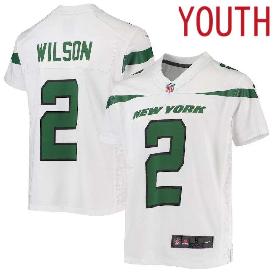 Youth New York Jets #2 Zach Wilson Nike White Game NFL Jersey